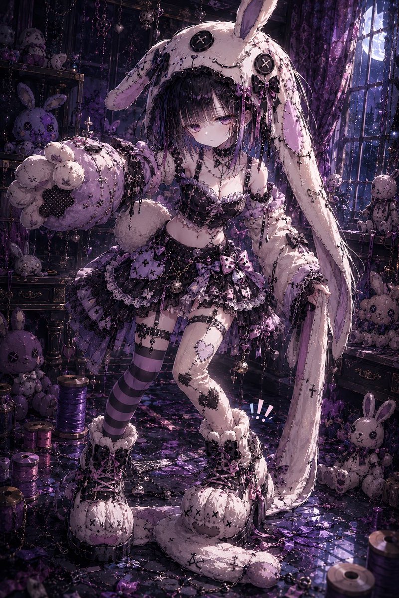 ENJU1123PIPI's tweet photo. 📢 衣装プロンプト作成したよ🫧

【第83弾】

『狂いうさぎ』

こういうの好き？

【使い方】
① リプ欄のプロンプトをコピー
② ChatGPTやお使いのAIに貼り付け
③ ベース画像を添付

【お願い】

このプロンプトで
画像を作ったら

#るん衣装プロンプト

付けて引用して投稿してね✨

話したことない方も
お気軽にどうぞ🌸

たくさんの
素敵なイラスト待ってるねー❗️

#AIイラスト好きさんと繋がりたい

✳️過去衣装はハイライトにまとめてあります✨

（プロンプトは
リプ欄に貼るね👇）