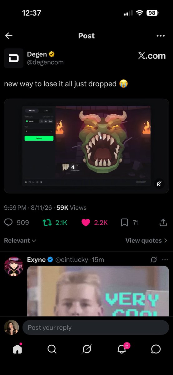 zecversethy's tweet photo. @degencom Liked and retweeted with hope and love. Thanks @degencom let me get that W! 🔥 https://t.co/gStMHFZ4SH