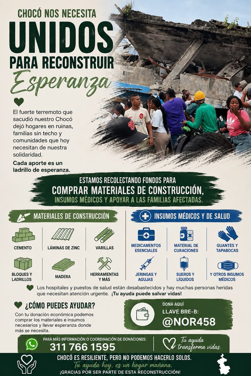 channielis's tweet photo. @salycongatos este es confiable, lo hizo una amiga la cual está recaudando materiales de construcción para las casas derrumbadas https://t.co/JEHqI45DJn
