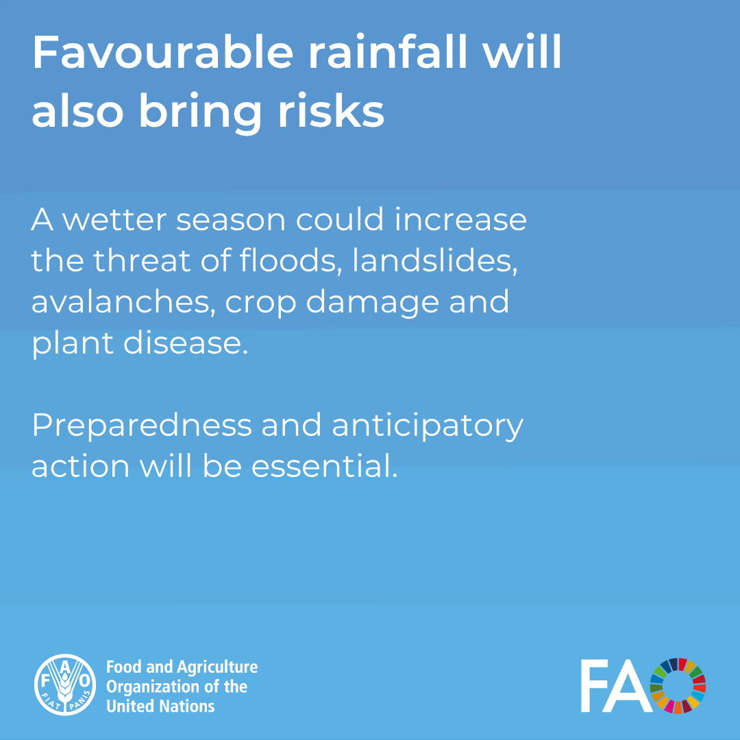FAOAfghanistan's tweet photo. What could El Niño mean for Afghanistan’s farmers?

Swipe through the key implications, and the action needed to translate improved rainfall prospects into stronger agricultural production 👇

🔗 https://t.co/xLvP28Qk2c https://t.co/S3NeYpevL8