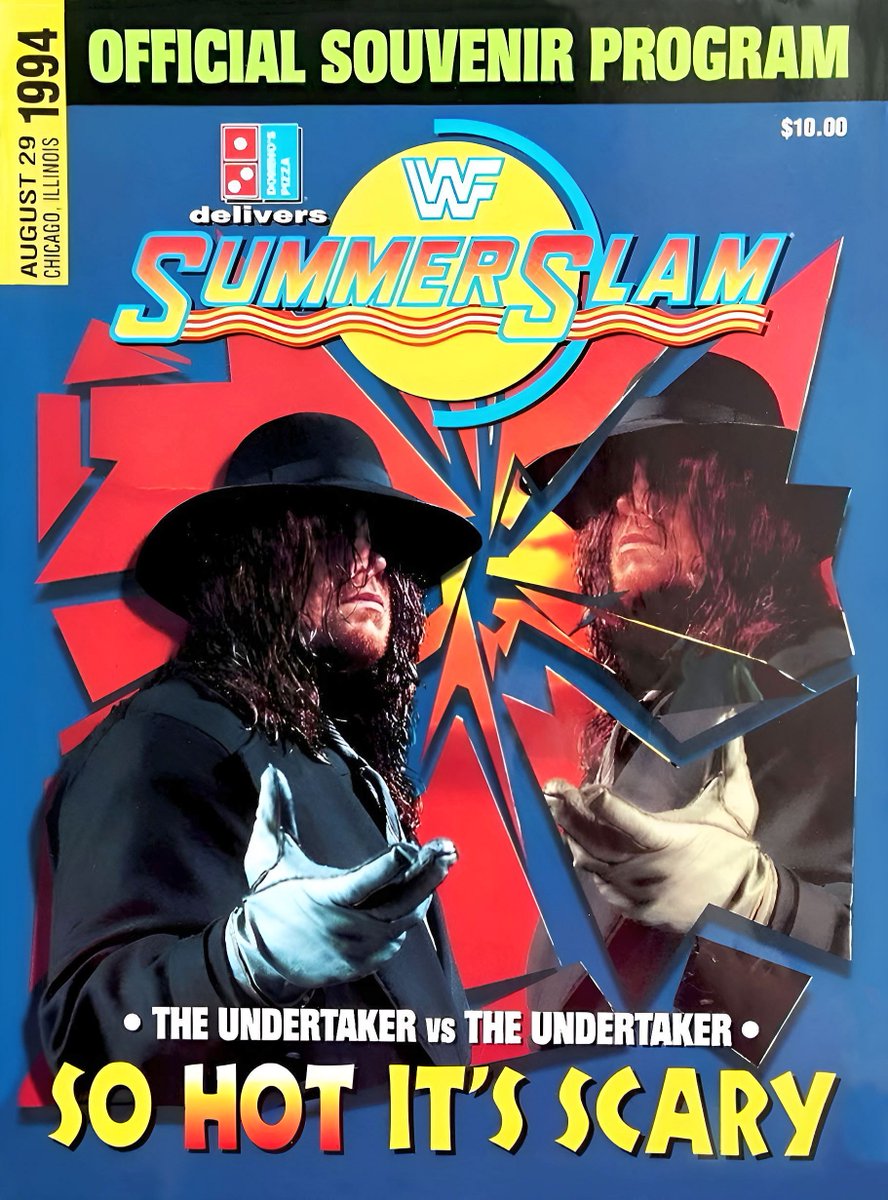 WWFWrestling1's tweet photo. WWF SummerSlam '94 souvenir event program and magazine program. ☀️ #WWF #WWE #SummerSlam #BretHart #OwenHart #Undertaker https://t.co/NlCxFQtESH
