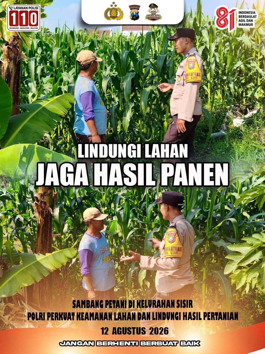 HNgantang's tweet photo. Sambang Petani, Bhabinkamtibmas Sisir Imbau Waspadai Pencurian dan Kerusakan Tanaman.
#Swasembadapangan
#swassembadajagung
#polisicintapetani
#astacitapresiden
#arispurwantotd
#polresbatumantap
#janganberhentiberbuatbaik
#akbparispurwanto
#jogobatu
#jogombatu
#jogobatu
#jogojatim https://t.co/kCF3MO3TZo
