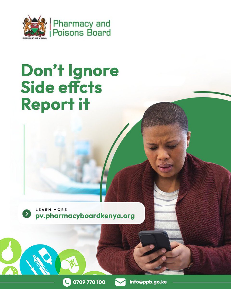 ppbkenya's tweet photo. Experiencing side effects? Don’t ignore them—report them through https://t.co/he66awbIo2.
#KnowPPB https://t.co/u2karHAr8X