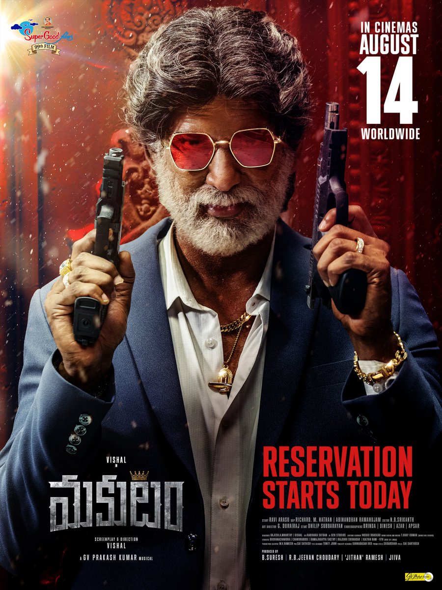 MagudamOfficial's tweet photo. THE RISE BEGINS NOW! 🔥

RESERVATION OPEN TODAY!

#Magudam / #Makutam — In cinemas worldwide August 14!

Tamil - https://t.co/nhoF2JCSiE⁠
Telugu - https://t.co/Dzz37Pochs⁠

#DirectorVishal #MagudamReleaseOnAug14th #MakutamReleaseOnAug14th #SGF99 https://t.co/cqCXXL9VGx