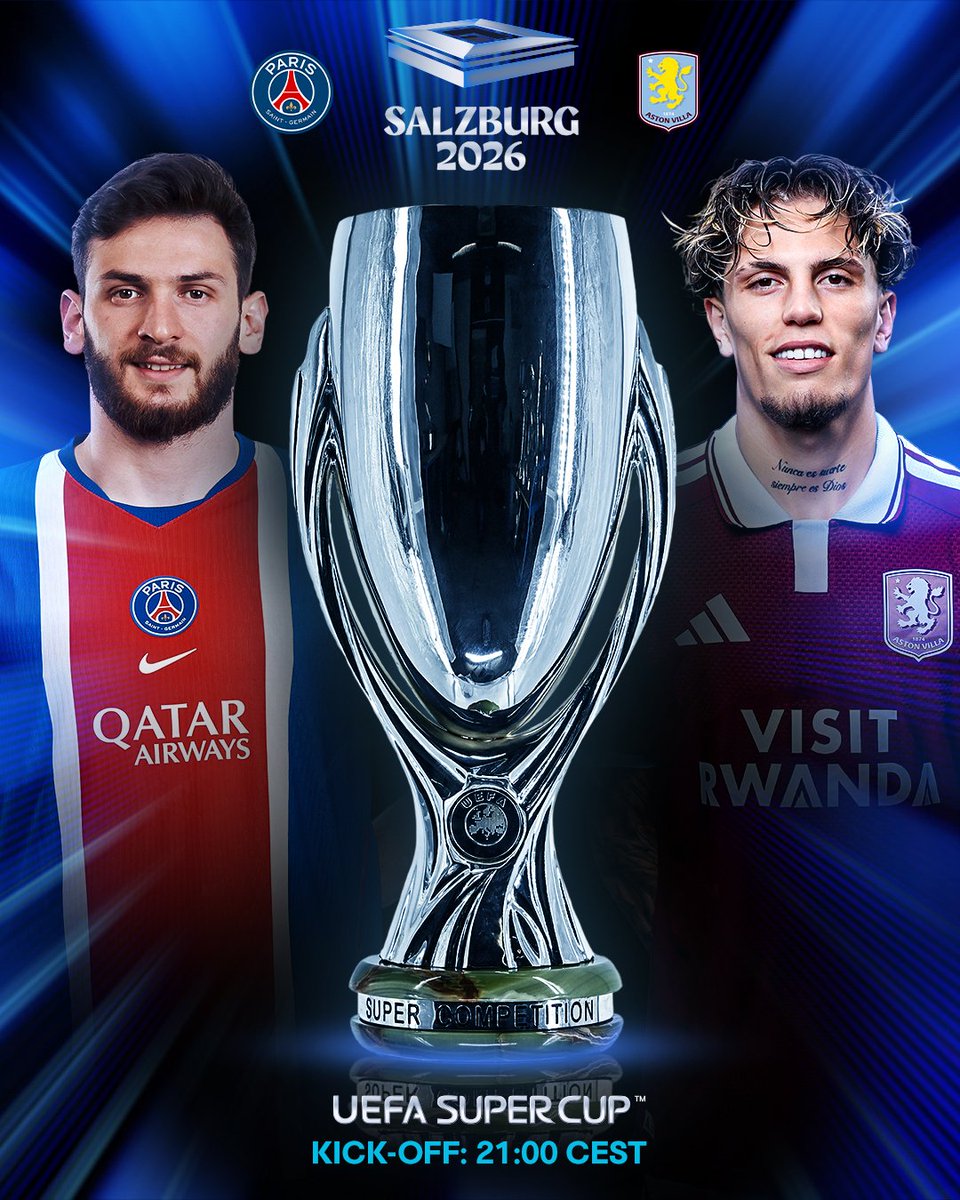 UCLJapan's tweet photo. チャンピオンズリーグ王者パリ・サンジェルマン
🆚
ヨーロッパリーグ王者アストン・ヴィラ

⏰ 日本時間午前4時

#SuperCup https://t.co/yVSdoTs9PB
