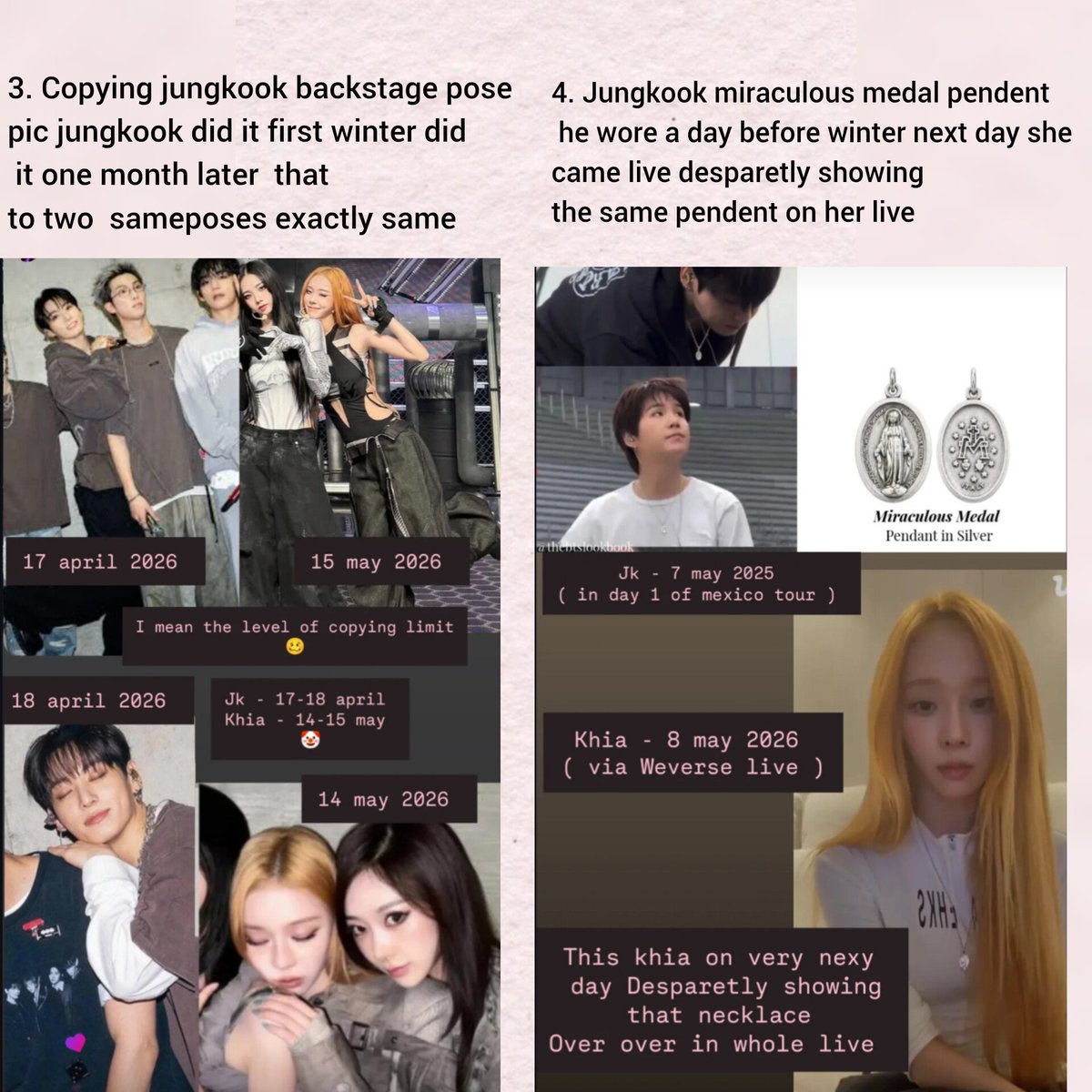 csdeikp's tweet photo. Since winkhia stans were listing things of jungkook copying their nugu favs here is the list of 20+ stuff their fav copied him ( meanwhile jungkook one wasn't even copy ) unlike that winkhia who's soo obvious of copying https://t.co/x0pU4QNRdF