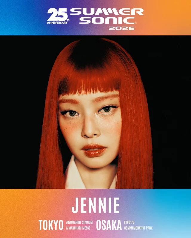 NEWSJENNlE's tweet photo. #JENNIE is set to headline SUMMER SONIC Festival 2026. This will wrap up her festival tour (until further notice). 

Augst 14th - Tokyo, 8:30 PM JST (Mountain Stage)
August 16th - Osaka , 7:00 PM JST (Air Stage) https://t.co/msPVkPVCK7