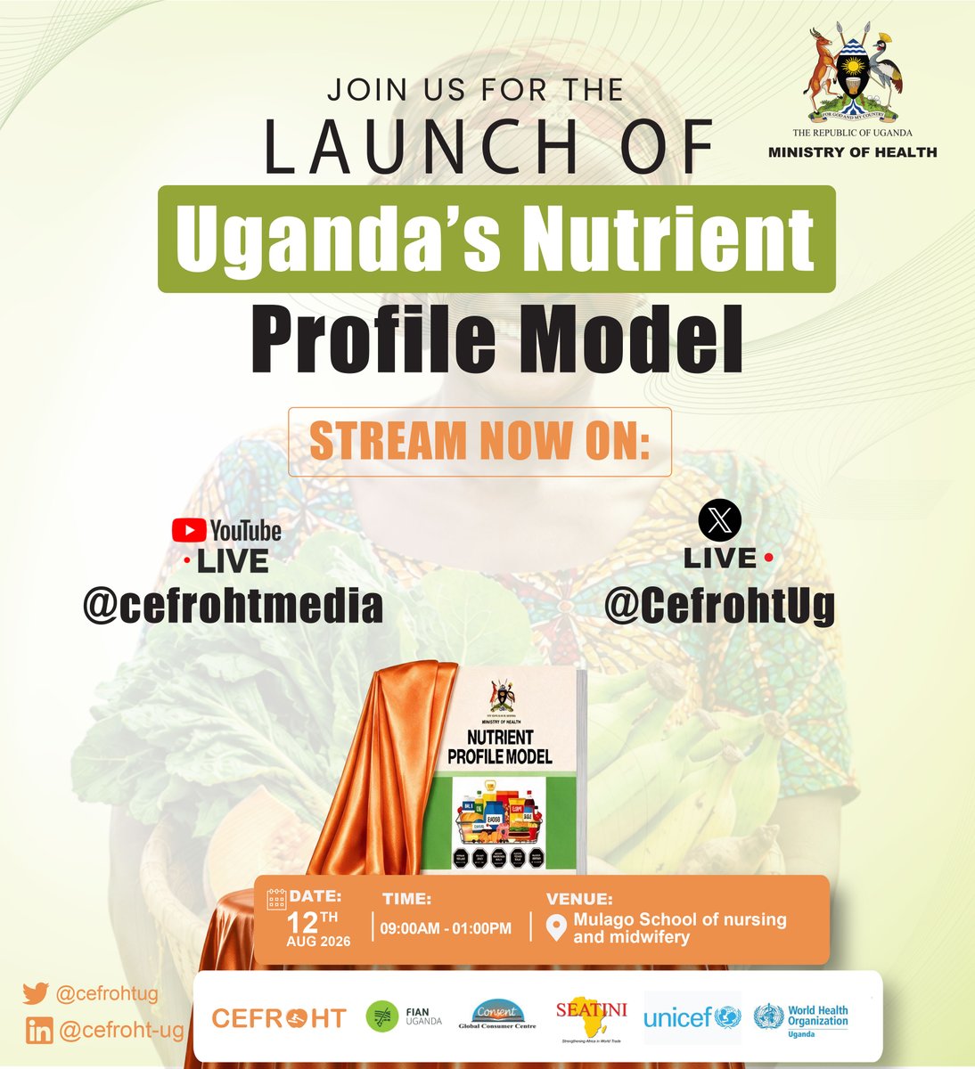 CefrohtUg's tweet photo. Uganda has the science. Now Uganda needs the label. We thank the @MinofHealthUG for signing the Uganda #NutrientProfileModel. 

The next step is mandatory Front of Pack Warning Labelling so that every shopper can see, at a glance, what is in the food they are buying. #CefrohtUg #FOPWL