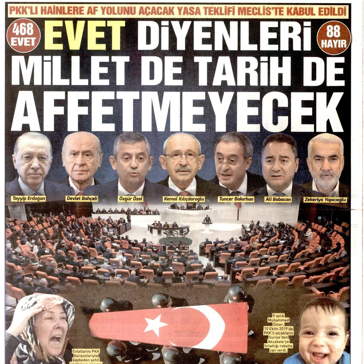 ajansoteki's tweet photo. Korkusuz Gazetesi’nin dünkü manşeti:

“‘Evet’ diyenleri millet de tarih de affetmeyecek.” https://t.co/QwM9CvIHXe
