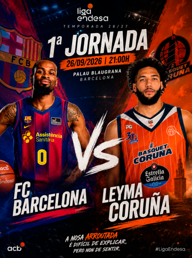 LeymaBC_Vavel's tweet photo. 🏀🔥 ¡ARRANCA LA LIGA ENDESA!

El Leyma Coruña ya conoce su primer reto en su regreso a la ACB: visita al FC Barcelona en el Palau Blaugrana.

🗓️ 26 de septiembre
⏰ 21:00 h
🏟️ Palau Blaugrana
⚔️ FC Barcelona 🆚 Leyma Coruña
🧡 A nosa arroutada volve á #LigaEndesa. https://t.co/zHhdSA6pBe