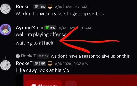EvilTwistedDJ's tweet photo. I caught aymen in a blatant lie and now he's running away (see the post he's replying to is deleted), he claimed to have never sent a message in that server despite messages between 3 people being shown in the messages https://t.co/4AhzBbpF6V
