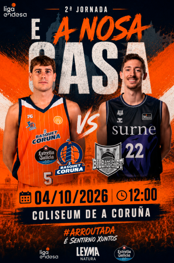 LeymaBC_Vavel's tweet photo. 🏀🧡 ¡DEBUT EN CASA!

El Leyma Coruña ya tiene fecha para reencontrarse con su gente en el Coliseum. 🔥

🆚 Surne Bilbao Basket
📅 4 de octubre
⏰ 12:00 h
🏟️ Coliseum de A Coruña
Volvemos a casa. Volvemos a sentir la #Arroutada. 🧡🏀 https://t.co/FNUgYyxpfG