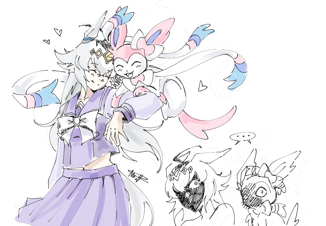 Marshal_Kiske's tweet photo. I saw an uma x pokemon tier list that paired Oguri with Vaporeon
I disagree, so I gave her Sylveon 
(warm-up doodle ;-;) https://t.co/4gmm4BR8Vt