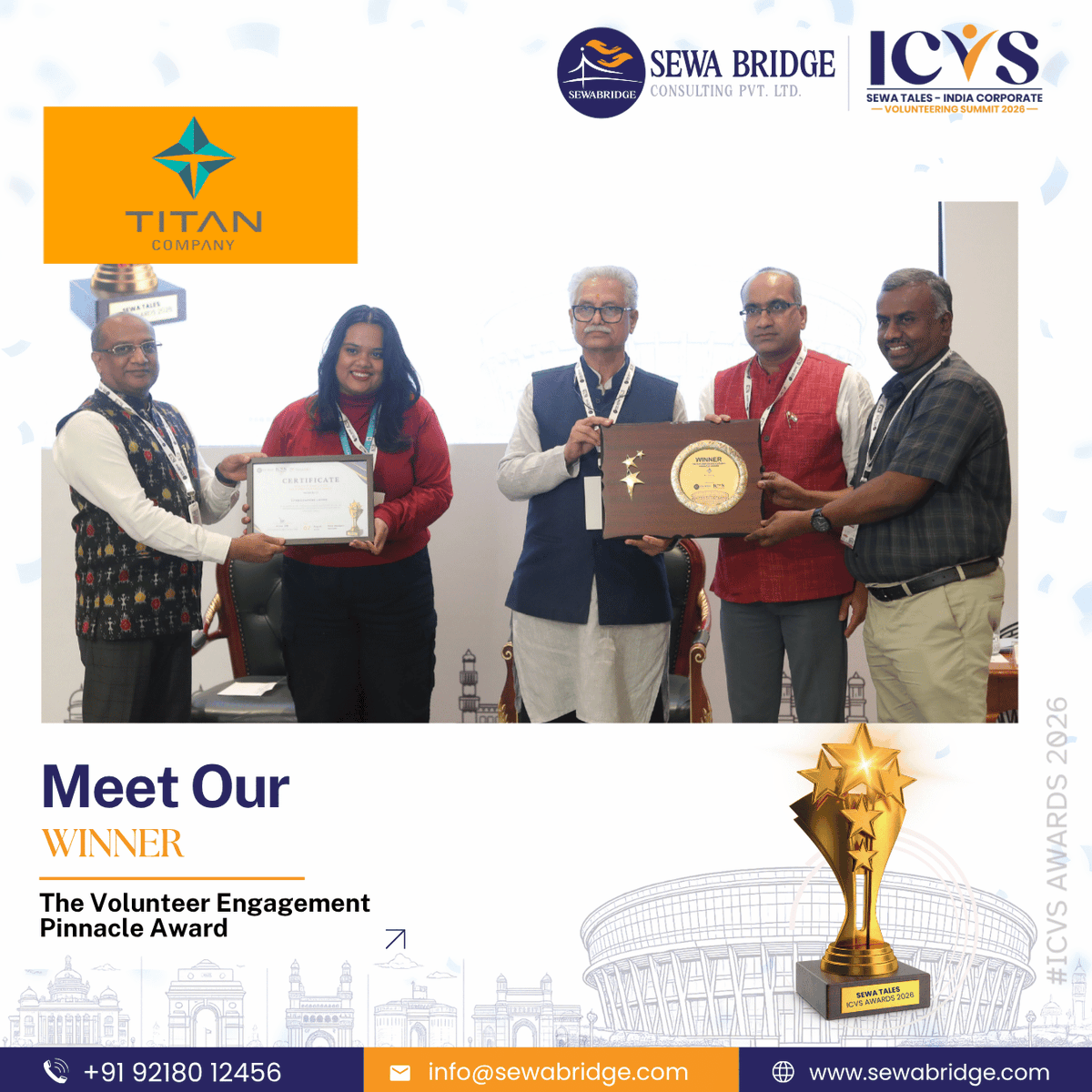 Sewa_Bridge's tweet photo. 𝗖𝗼𝗻𝗴𝗿𝗮𝘁𝘂𝗹𝗮𝘁𝗶𝗼𝗻𝘀 | 𝗦𝗲𝘄𝗮 𝗧𝗮𝗹𝗲𝘀 - ���𝗖𝗩𝗦 𝗔𝘄𝗮𝗿𝗱𝘀 𝟮𝟬𝟮𝟲
We are delighted to congratulate 𝗧𝗶𝘁𝗮𝗻 𝗖𝗼𝗺𝗽𝗮𝗻𝘆 for being recognised as the 𝗪𝗶𝗻𝗻𝗲𝗿 of 𝗧𝗵𝗲 𝗩𝗼𝗹𝘂𝗻𝘁𝗲𝗲𝗿 𝗘𝗻𝗴𝗮𝗴𝗲𝗺𝗲𝗻𝘁 𝗣𝗶𝗻𝗻𝗮𝗰𝗹𝗲 𝗔𝘄𝗮𝗿𝗱.

#ICVSAwards https://t.co/7yKkG8SR39