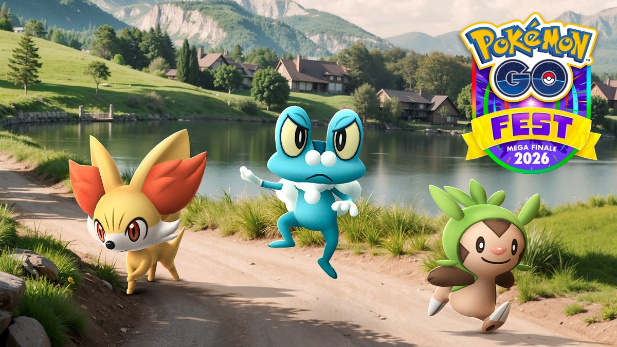 PokemonGOAppJP's tweet photo. 「Pokémon GO Fest 2026：メガフィナーレ」での冒険は、ある選択から始まります。

このフィナーレでは、「ハリマロン」、「フォッコ」、「ケロマツ」の最終進化形のポケモンが『Pokémon GO』で初めてメガシンカを遂げます。あなたはどのポケモンと一緒にバトルしますか？ #PokemonGOFest2026 #ポケモンGO

詳細はこちら：https://t.co/kXZSIFwwsi