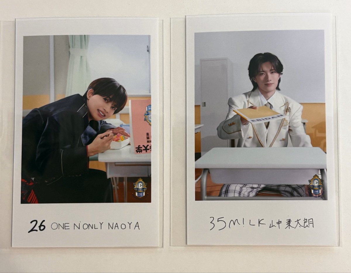 3lmyuc's tweet photo. EBiDAN THE LIVE 2026 15th Anniversary エビライ エビダン 
ミニフォト ONE Ｎ’ ONLY M!LK

譲 NAOYA(左)、山中柔太郎(後)
求 塩﨑太智(左、前)＞ タカシ(前)

郵送希望です📮 https://t.co/mHfBsoN14n