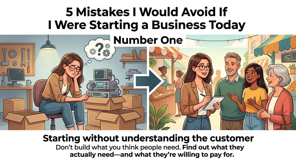 OlajideCEO's tweet photo. 5 Mistakes I Would Avoid If I Were Starting a Business Today

If I had to start a business from scratch today, I wouldn’t focus only on making money.

I’d focus on avoiding expensive mistakes.

                                  1.
Starting without understanding the customer

Don’t build what you think people need.

Find out what they actually need, and what they’re willing to pay for.

#BuildingBusinesses #SolvingProblems #InspiringSuccess
#Entrepreneur #5mistakesstartingabusiness