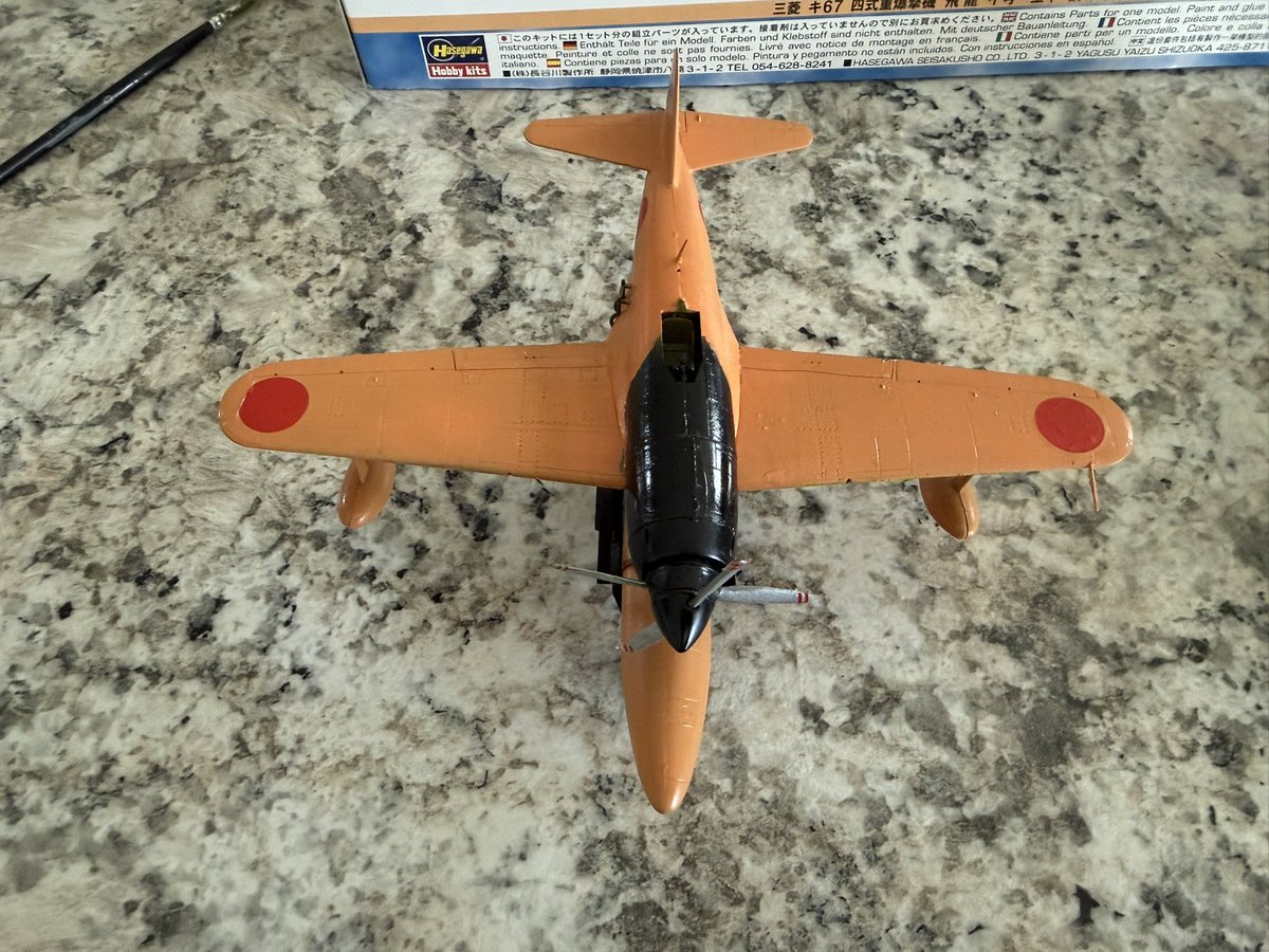 JmanuelItaly's tweet photo. Bit of a mixed bag update on my kits today. The Ki-67 Mothership assembly is going well, gotta say Hasegawa really did well with this one! The N1K Prototype is also nearly done, will say I’ve not had the best experience with it, but it’s come out decent so far. https://t.co/KJNQgeeYeJ