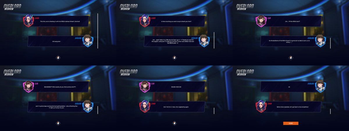 OverlordUpdates's tweet photo. Here's Overlord's interview with D.mon and https://t.co/gM2bfPTRtE you get after completing his popularity mini-pass!

"[...] I'm glad you all think I'm the most skilled most ace-est MEKA pilot~ :3"

#Overwatch #Overlord https://t.co/2yUc3sXQxW