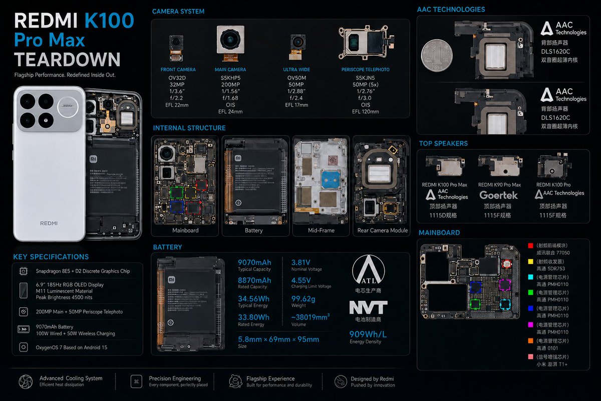 ayansonunigam's tweet photo. ๐จ REDMI K100 Pro Max teardown ๐
#REDMI #REDMIK100ProMax https://t.co/SroUf0j9VN