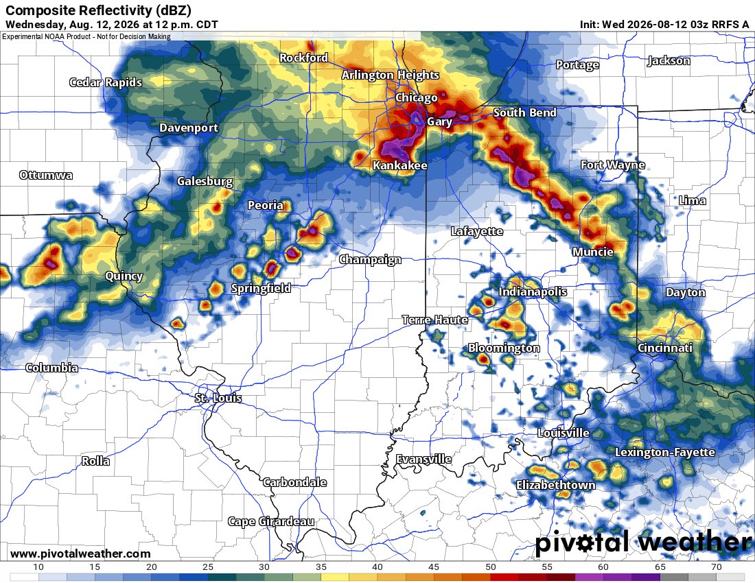ChicagoMWeather's tweet photo. ⚠️💨 ANOTHER WIND BAG FOR NORTHERN ILLINOIS?! 💨⚠️

The RFS model is trying to reload the atmosphere and bring another potentially significant long-duration damaging wind event across Northern Illinois and the Chicagoland area Wednesday morning. ⛈️🌬️

Latest model guidance is depicting another organized storm complex capable of producing 65–80+ MPH wind gusts, which would be especially concerning after Tuesday’s destructive storms left trees and infrastructure weakened across the region. 🌳⚡️

This is still model guidance, not a guarantee, but the signal definitely deserves attention. NWS Chicago is also highlighting another risk for thunderstorms and damaging winds. (National Weather Service)

👀 Could Northern Illinois really get ROUND 2 less than 24 hours later?

Stay weather-aware Wednesday morning and stay tuned for updates! 🌪️⛈️💨

#IllinoisWeather #ChicagoWeather #Chicagoland #NorthernIllinois #SevereWeather #DamagingWinds #Derecho #WindDamage #StormChasing #StormChaser #RFS #WeatherModels #ChicagoStorms #ILwx
