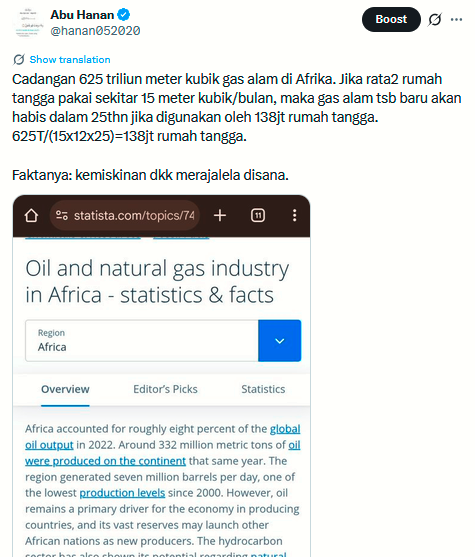 hanan052020's tweet photo. Secara ga langsung, biar tetap benua satu ini terus miskin (ie. dijajah secara ekonomi). 

Jika dijadikan SDA full kontrol mandiri, dah kaya raya mereka, tapi ga boleh.. Alasan ga berkelanjutan, belum lagi pakai isu lingkungan 🤪 https://t.co/YYpx4eqCFr