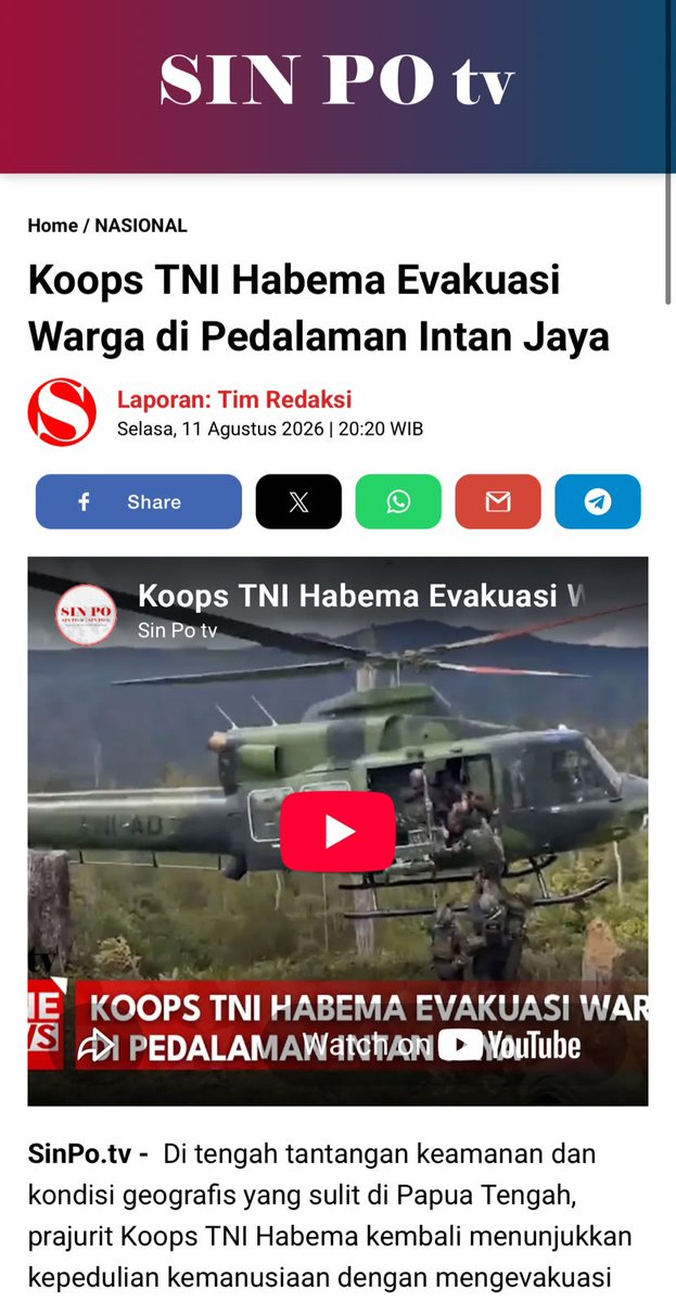 KokoiHamdan's tweet photo. TNI hadir di tiap penjuru tanah air, menembus hutan dan melintasi sungai untuk meyakinkan rakyat selalu ditemani. Pengorbanan tak terbatas ini ialah nyawa dari setiap tindakan anggota TNI.

Kepedulian Ringankan Beban https://t.co/FnDlVIe61i