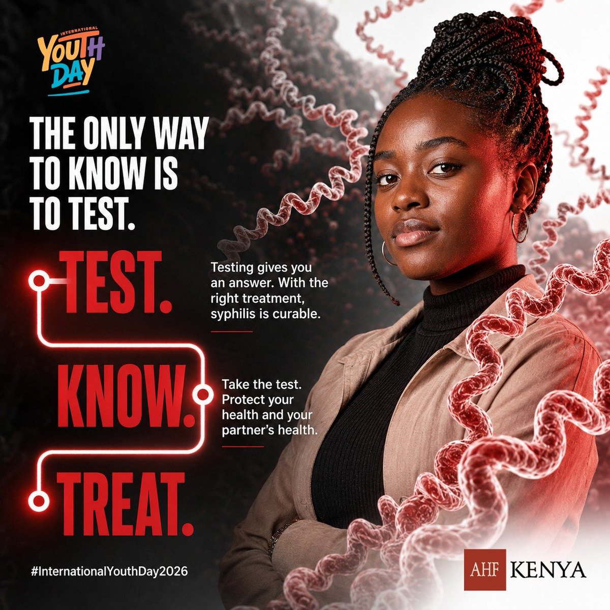 Kamba_Nation1's tweet photo. Your health matters, your future matters, and getting tested matters. Syphilis can affect anyone, but knowing your status and accessing timely treatment can help protect you and your partners. @ahfafrica @NASCOP #InternationalYouthDay2026 #SyphilisIsSerious https://t.co/N0AOWPUmw1