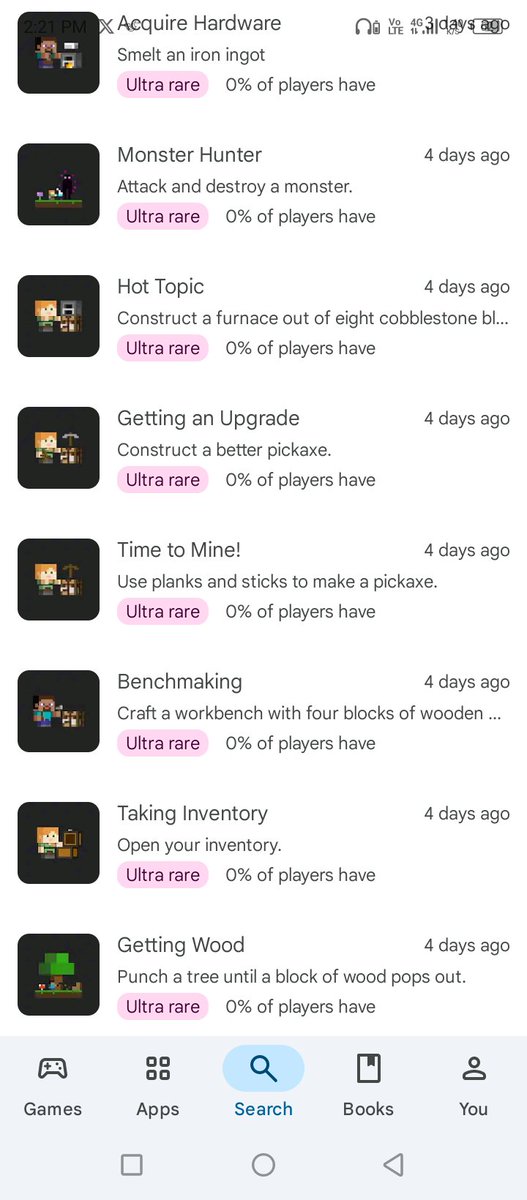 shovelnuts1's tweet photo. Do do you mean I'm the only one taking those achievement in Google play/ Google play store.  #minecraftㅤ #MineduNoticias #minecraftㅤ #google https://t.co/puu1snEN6S