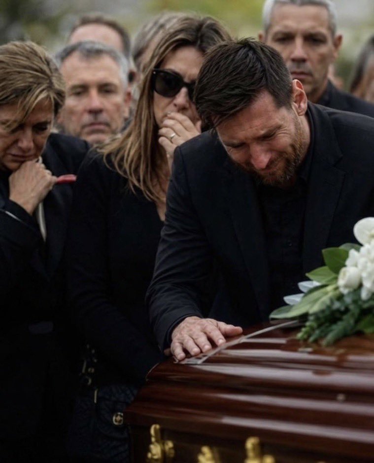 FootballNeyrot2's tweet photo. The legend Messi was crying at his father's funeral ceremony 😔💔 https://t.co/oZnR4lBh6D