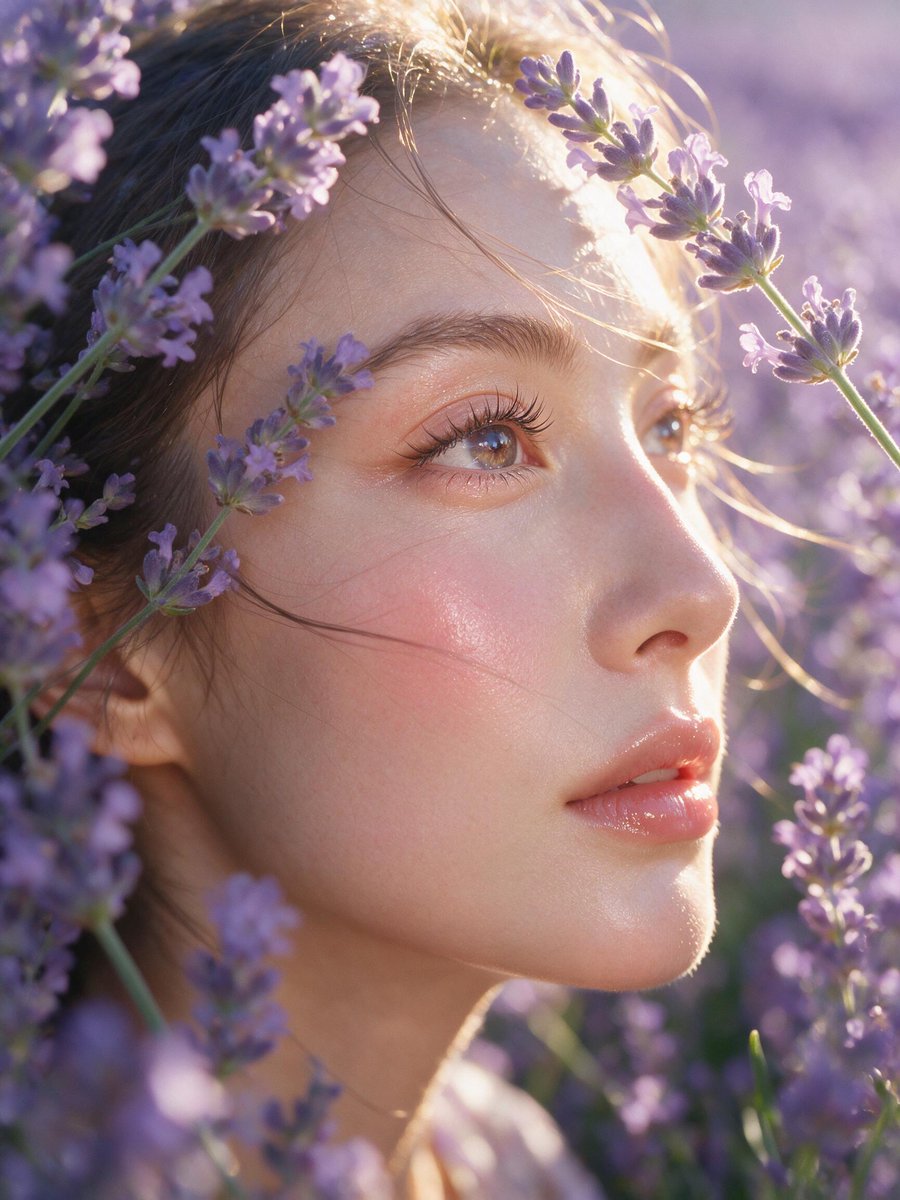 Macro Portrait In Lavender Field