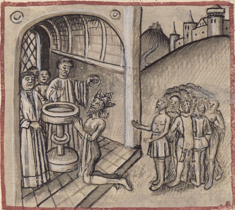 the_Ghost_Hero's tweet photo. @JoanFrancescOl1 Here are some lesser known late 15th century french miniatures depicting the conquest of the Canaries in the Rouen Canarien (many guanches were converted and thus are shown wearing pieces european clothing, aside the local loincloth and goatskin cape.) https://t.co/10FTfWgHQP