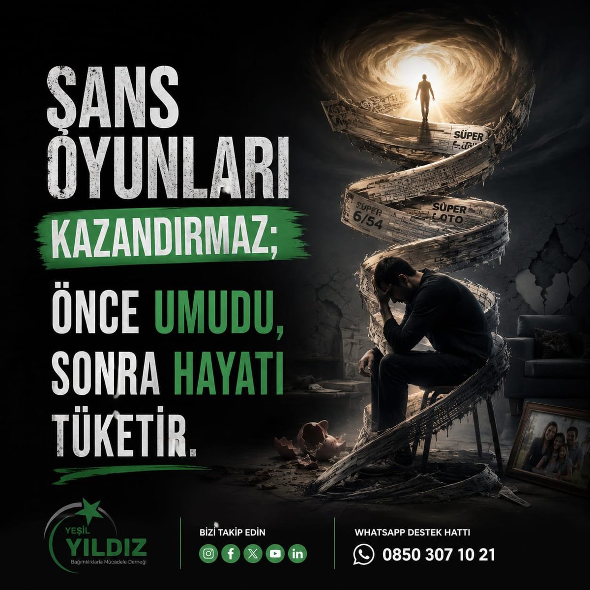 yahyaoger's tweet photo. Şans oyunları kazandırmaz; önce umudu, sonra hayatı tüketir.
#Oyunagelme #iletişim @YesilYildizDer #kumar #talih #şans #piyango https://t.co/3OsKRWRk4q