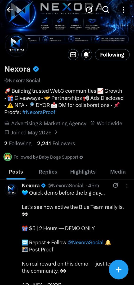 Muhammadibi8ey's tweet photo. @NexoraSocial Gm legend 

Followed ✅ retweeted ✅ liked ✅ notis on 

All tasks completed ✅ https://t.co/z1Q3KfOMLN