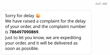 Devathanam1's tweet photo. @JioMart_Support @JioMart_Support Still complaint yet not resolved and product not yet delivered https://t.co/xIa28LBFVe