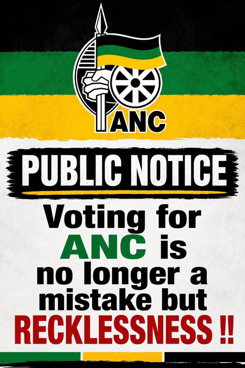 BizGuru4's tweet photo. ATTENTION 🚨🚨🚨⚠️⚠️⚠️

We must not feel sorry for the ANC, they have caused themselves what is coming to them. 

The latest stats shows that the ANC Support has dropped from 40% to 34% Nationally therefore it is HIGHLY Possible to turn them into a 20% Political Party come November 2026. 

WE ARE PLEAD with you Mzansi - DON'T VOTE FOR ANC ‼️‼️‼️