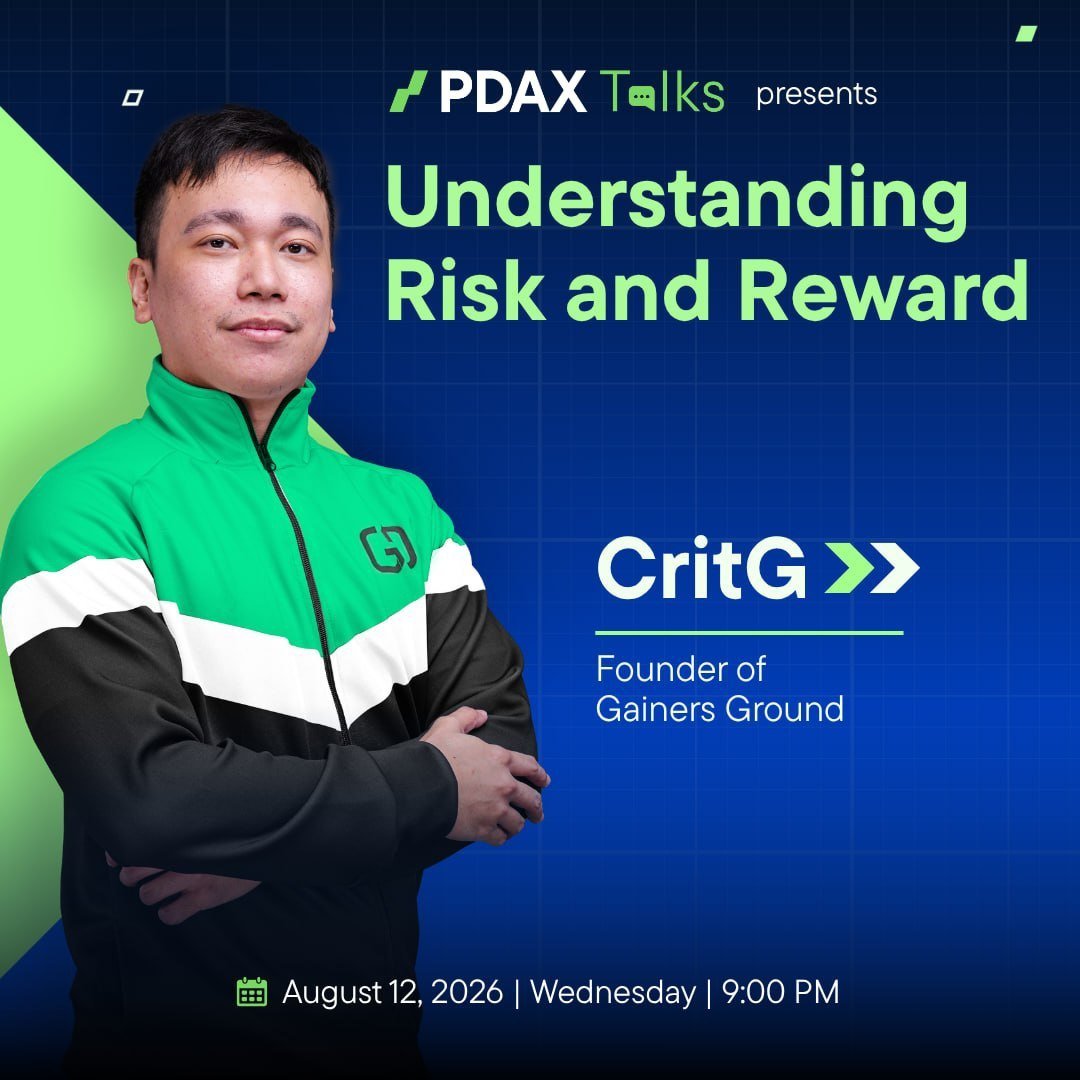 KaneLevii's tweet photo. PDAXTalks is happening tonight! 💬
Join us August 12 at 9 PM to learn more about risk, reward, and investment risks with CritG of Gainers Ground.
🎁 Up to ₱3,500 PDAX Gold rewards!
#PDAXTalks @pdaxph https://t.co/IdPozDXkfe