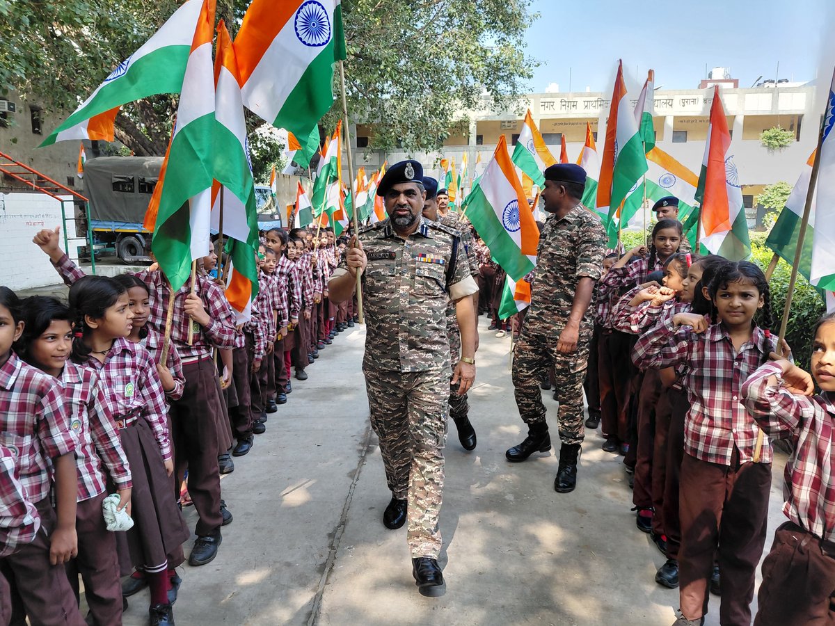 70bncrpf's tweet photo. As part of #HarGharTiranga, 70 Bn CRPF organised a Tiranga Rally at Bawana New Delhi on 12.08.2026. CRPF personnel, teachers students social organisations &amp; citizens participated with patriotic fervour, spreading the message of unity &amp; national pride. https://t.co/xIPYLlxYjG