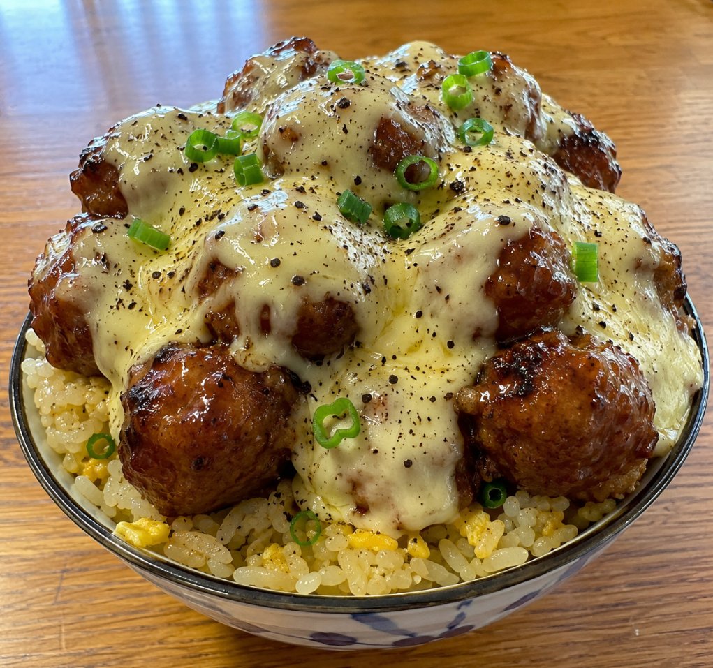 pedrolosada1's tweet photo. 自炊原価95円のチーズミートボール丼。 https://t.co/wHstPcg9Wh
