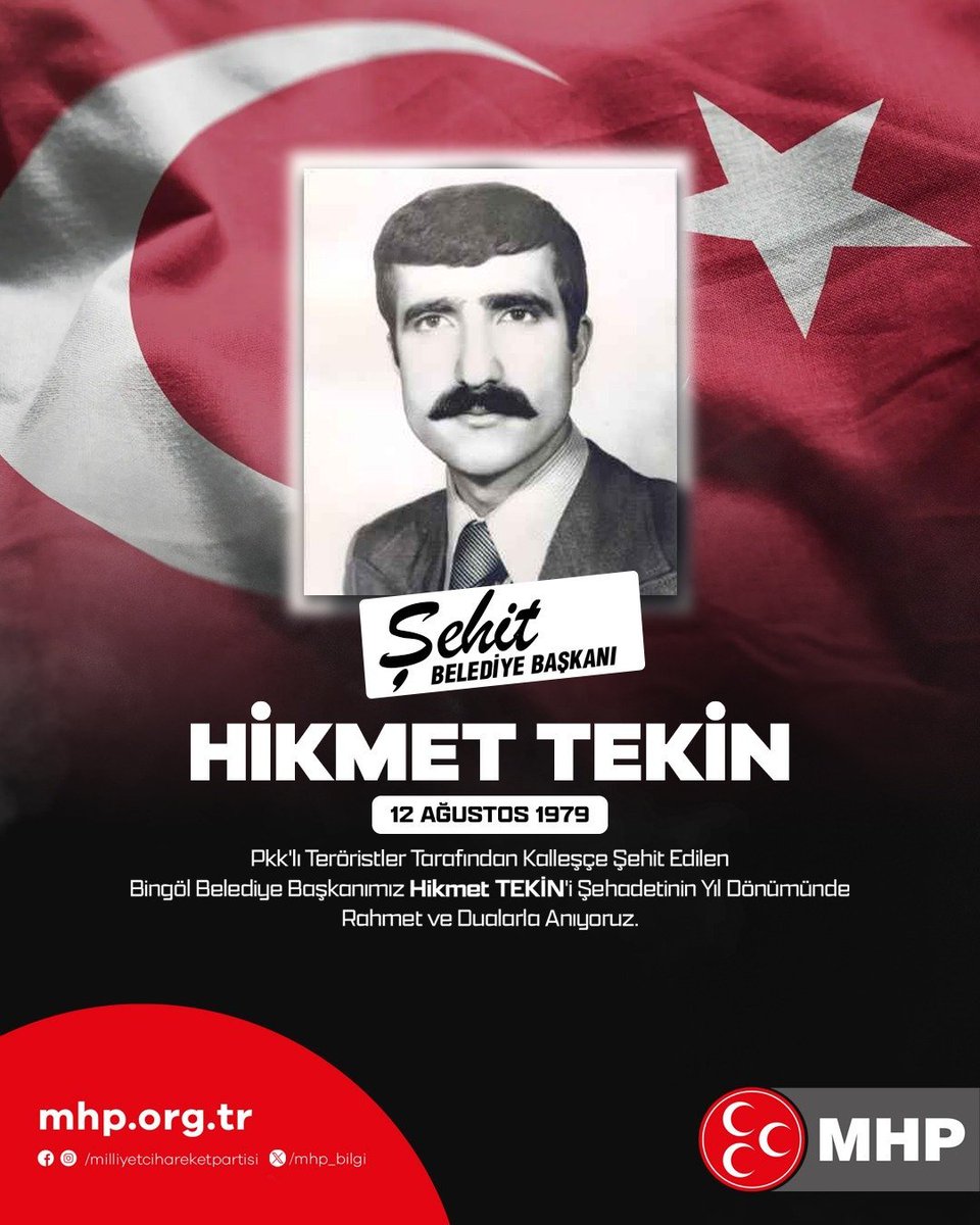 MehmetFendogluu's tweet photo. Pkk'lı teröristler tarafından kalleşçe şehit edilen Bingöl Belediye Başkanımız Hikmet TEKİN'i şehadetinin yıl dönümünde rahmet ve dualarla anıyoruz. https://t.co/5u08twuMeU