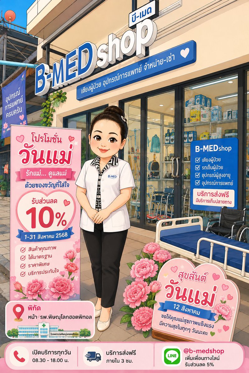BanhmxP's tweet photo. รักแม่ให้ดูแล…ใส่ใจทุกวัน ไม่ใช่แค่วันแม่” 🌷👩‍👧‍👦
#วันแม่แห่งชาติ 
#สุขสันต์วันแม่ 
#เตียงผู้ป่วยพิษณุโลก #BMEDshop 
#อุปกรณ์การแพทย์
#ดูแลคนที่คุณรัก 
#ส่งถึงบ้าน https://t.co/5Iyzgf8tkU