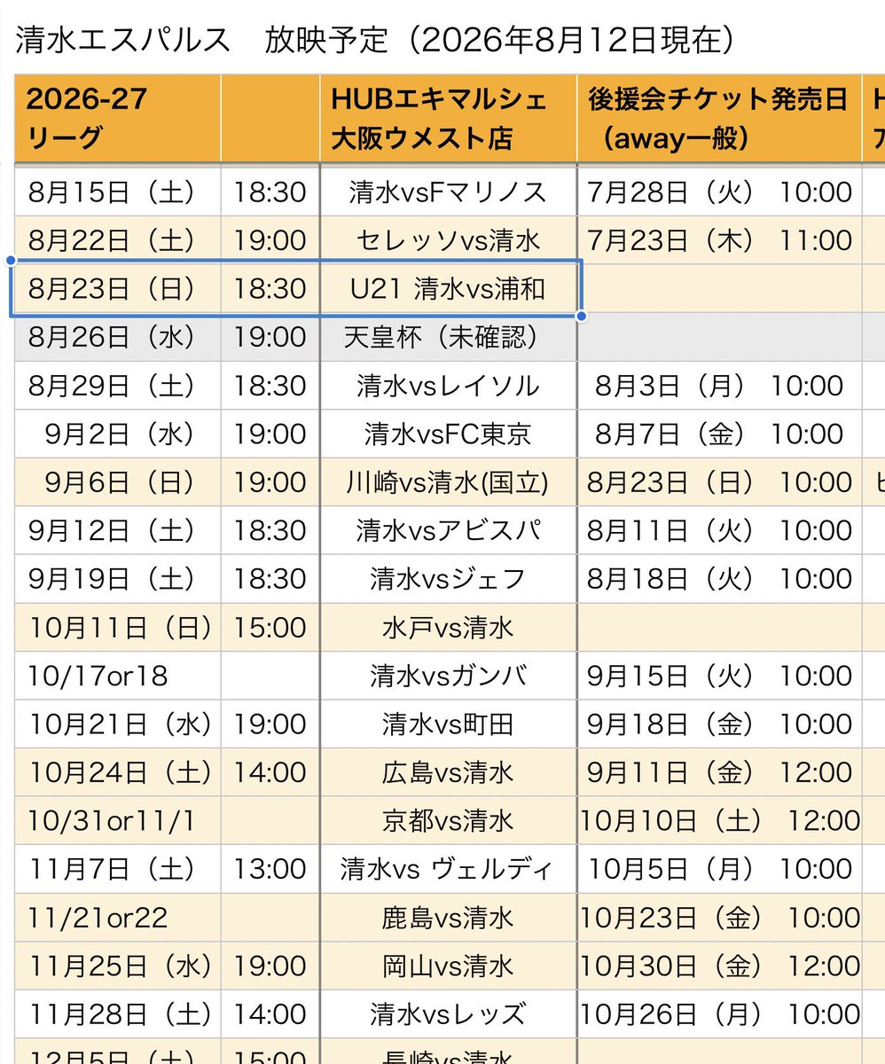 esuesu_no_jidai's tweet photo. 梅田のHUBエキマルシェ大阪ウメスト店でU21の放映をするそうです
今年もエスパルス応援しましょう。https://t.co/EWM2zdYR8N
 #spulse 
#エスパルス https://t.co/DiuR41l8az