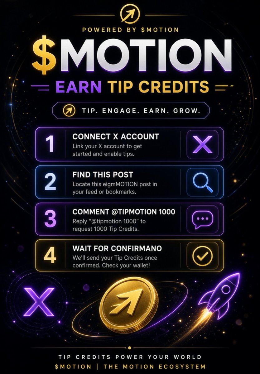 handsom_v's tweet photo. Looking for a simple way to stack $MOTION?
@motiontip lets you earn Tip Credits through your X activity. Try this:
1️⃣ Connect your X account
2️⃣ Find this post
3️⃣ Comment: @tipmotion 1000
4️⃣ Wait for confirmation
Could this be the easiest alpha on X.
https://t.co/IliersVz9V https://t.co/D7FgKa0kDS