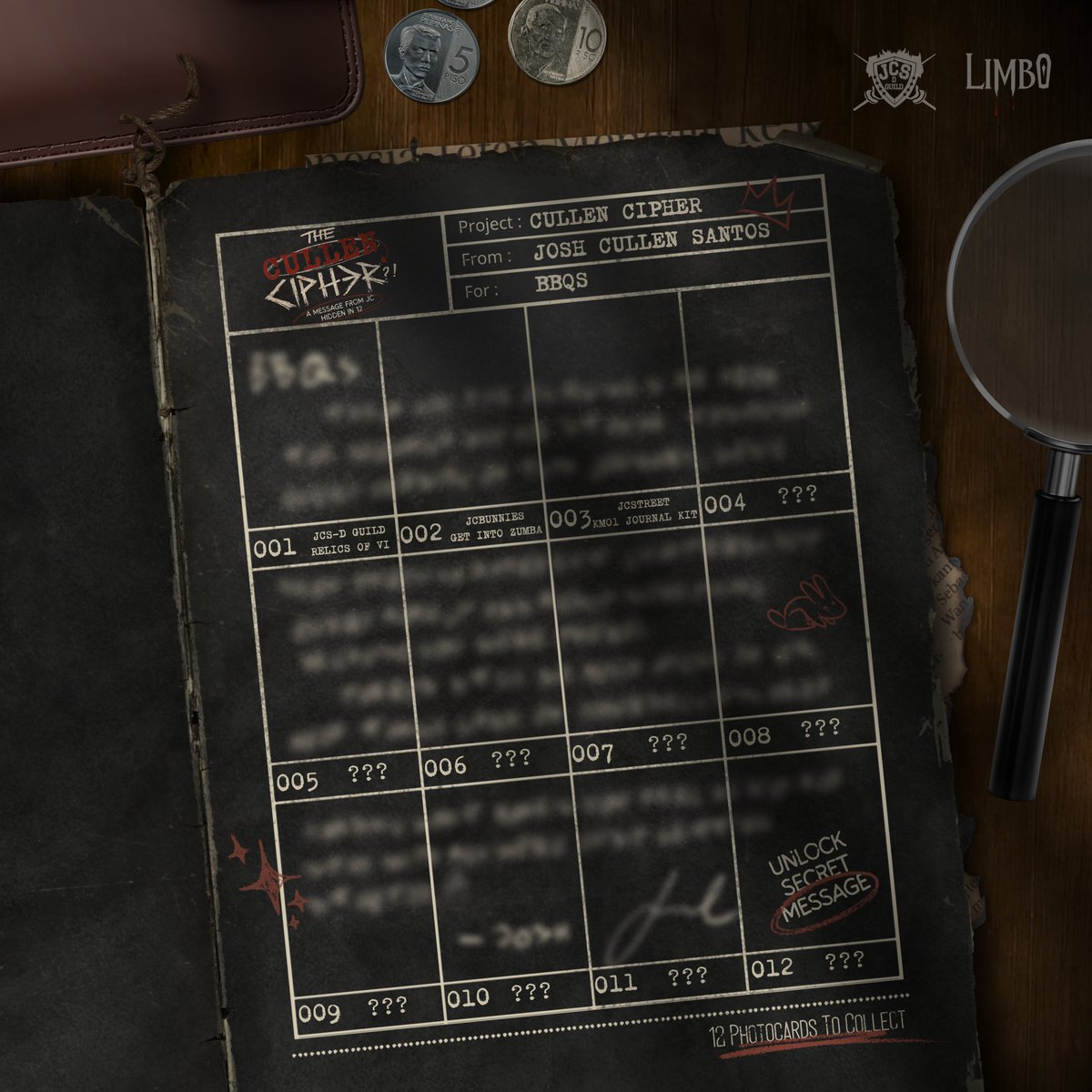 JCSDGuild's tweet photo. 3/12 UNLOCKED of THE CULLEN CIPHER
Somewhere between the BBQ houses & Limbo, Josh wrote a letter, by hand, just for BBQs.
You've already found three of the pieces:
001: JCS-D Guild Relics of VI
002: @JCBunnies99 Get Into Zumba: The JC Way
003: @OnJCStreet KM01 Journal Kit
Nine remain. Watch out for the next event or drop.
Collect all 12. Complete the letter.
π§© Full FAQs: https://t.co/AxieFFZe35
#TheCullenCipher #JCSDGuild #JCLimbo #JOSHCULLEN @JoshCullen_s