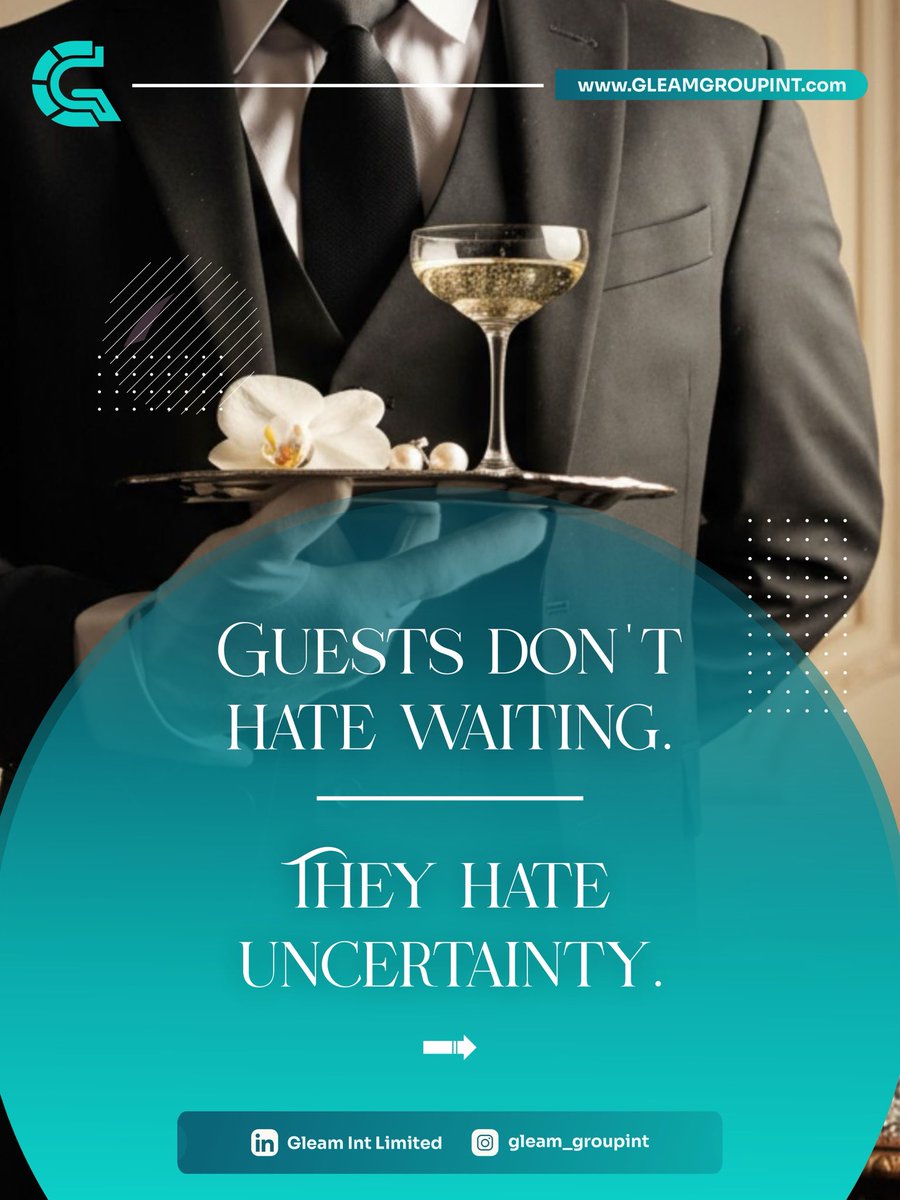 Gleamgroupint's tweet photo. Waiting feels longer when guests don't know why they're waiting. https://t.co/iK1PLy1sZ1