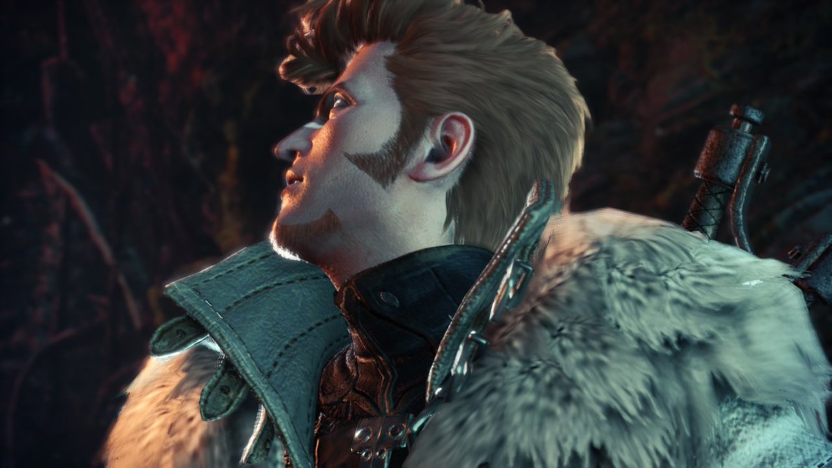 TheEldritchEvil's tweet photo. @breezyeevee72 This is my beloved Himbo of a man, Magnus! Friends pointed out he resembled Aiden a bit, so they ended up brothers, with one local man trying to live up to our favourite A-List hunter's set standard.

His favourite monster is Paolumu and he's obsessed with them so badly. https://t.co/Wp9elwnPoa