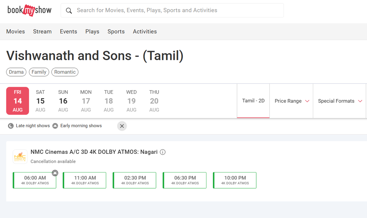 Trendswoodcom's tweet photo. #VishwanathAndSons – 6 AM Show Advance Bookings Open At NMC Cinemas, Nagari 🔥

One Of The Nearest Theatres From Chennai... If You’re Planning To Watch #VAS At 6 AM, Book Your Tickets Now🎟️ https://t.co/oussxoYaEG