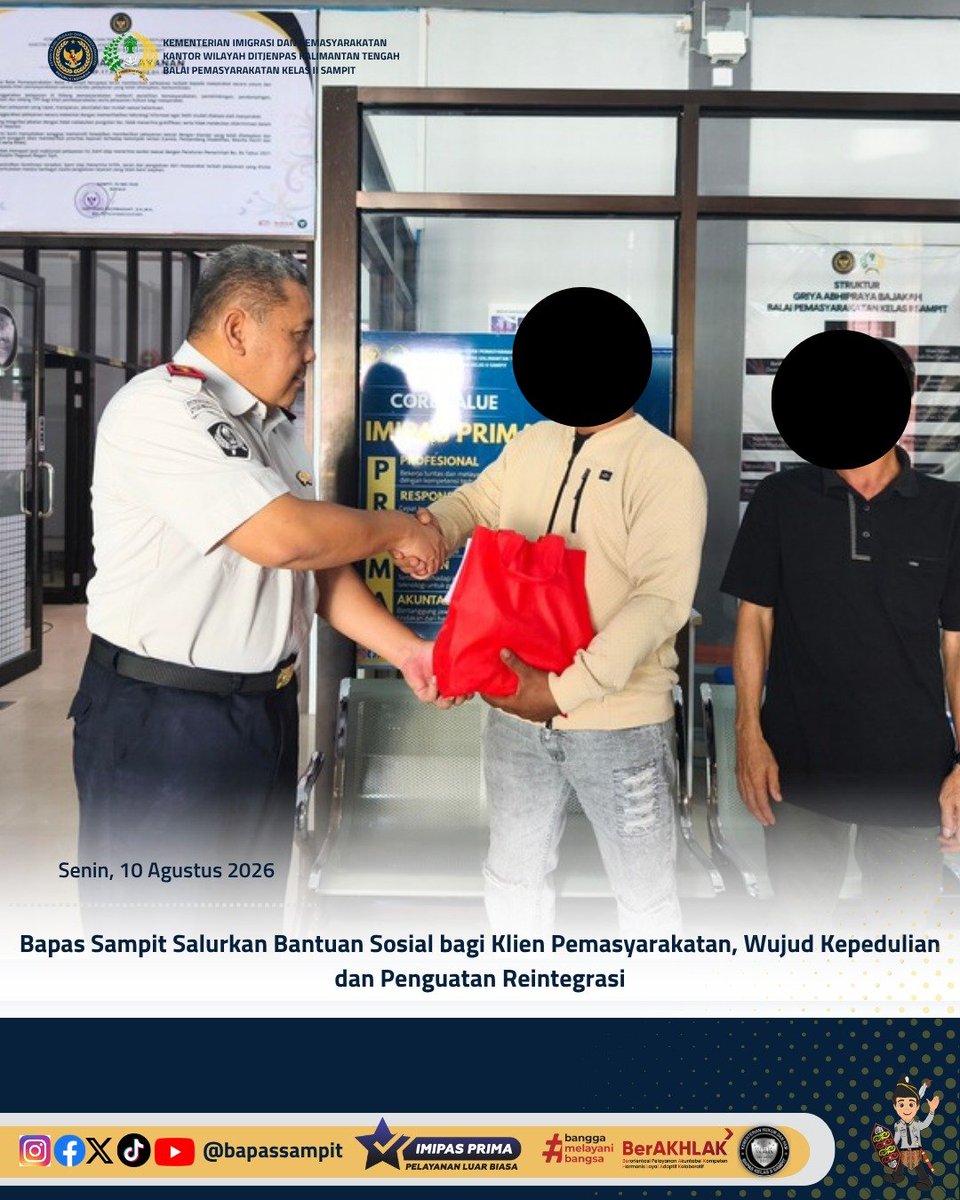 bapas_sampit's tweet photo. Bapas Sampit Salurkan Bantuan Sosial bagi Klien Pemasyarakatan, Wujud Kepedulian dan Penguatan Reintegrasi

Selengkapnya pada:
https://t.co/rrZtw8gBKR

Humas Bapas Sampit

#kemenimipas
#Ditjenpas
#pemasyarakatan
#bantuansosial
#DitjenpasKalteng
#Hensah
#infomipas https://t.co/xeN7vSQXDh