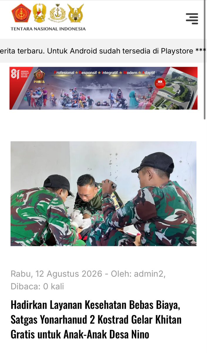 AmeliaCynt_'s tweet photo. Kebesaran hakiki seorang prajurit ada pada pengabdiannya yang tak terbatas kepada bangsa dan rakyat. Itulah kemuliaan TNI yang sesungguhnya.
Kepedulian Ringankan Beban https://t.co/YMVHQbA6RP