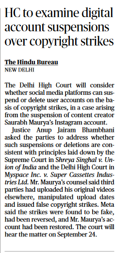 HeyShivYTXpert's tweet photo. An important observation from #DelhiHC #DelhiHighCourt on #CopyrightStike #FakeCopyrightStrike #FakeCopyright on social media #Youtube #Meta #Instagram #Facebook platforms in #SaurabhMaurya case.
#India #CommunityGuidelines https://t.co/GLz76fJBmW